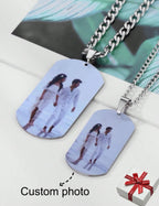 Collier unisexe plaque d’image gravée au laser couple