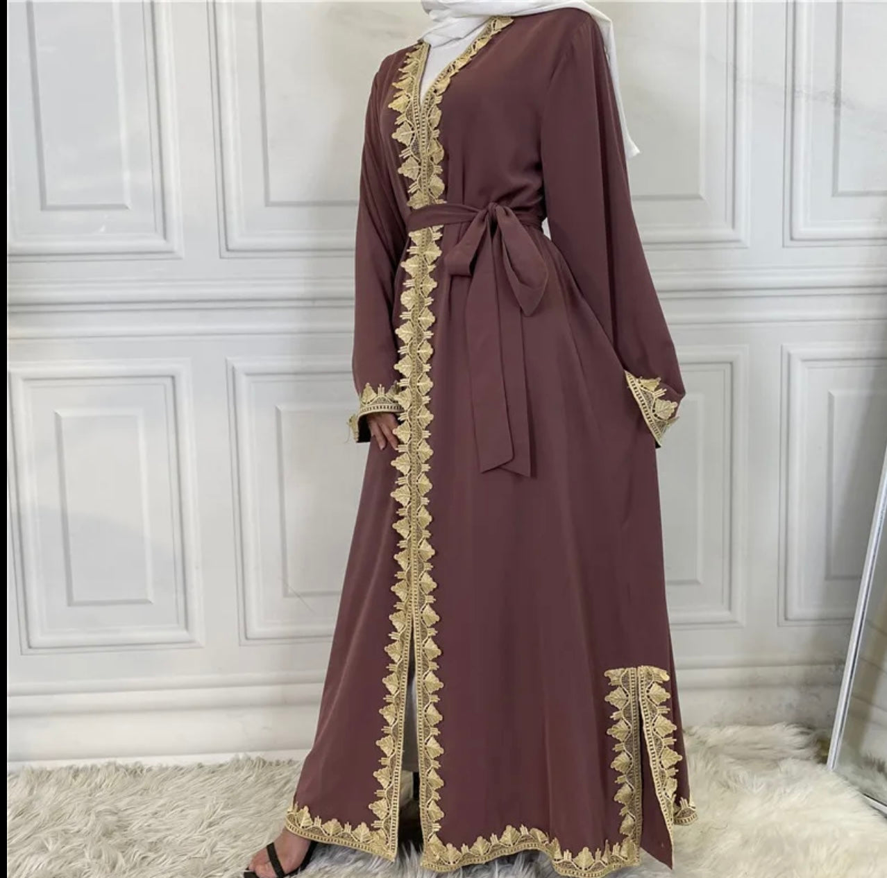 Robe brodé Abaya cardigan turc