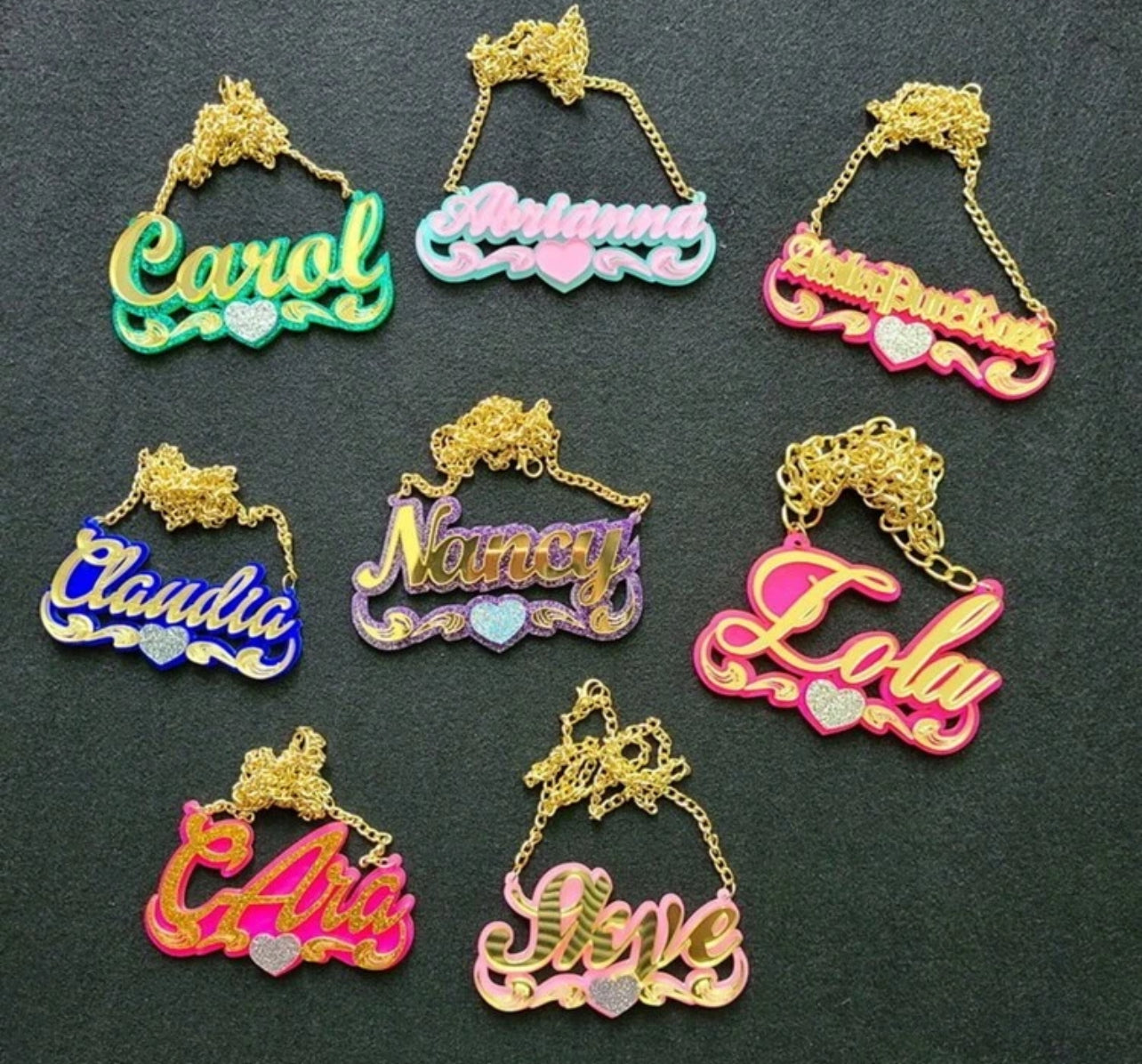 Collier personnalisé avec nom en acrylique, plaque signalétique colorée personnalisée, chaîne avec nom
