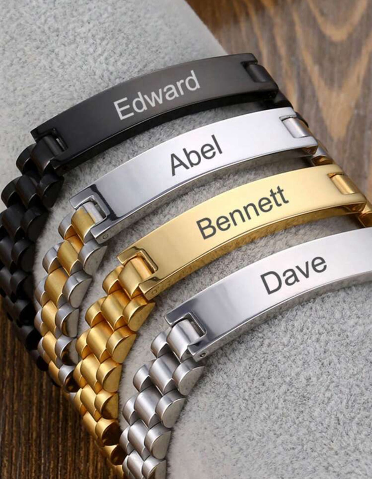 Bracelet En Acier Inoxydable Pour Hommes - Gravure Au Laser