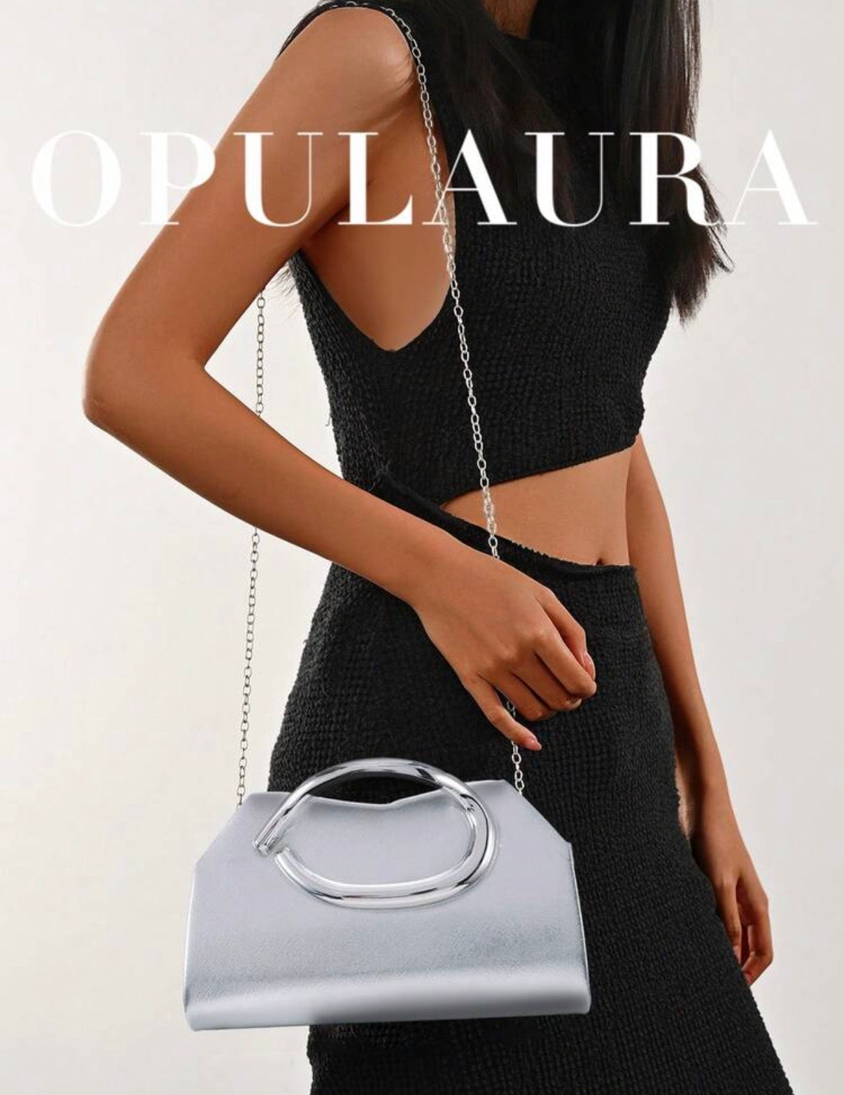 Sac de soirée élégant OpulAura – Pochette de luxe avec poignée métallique
