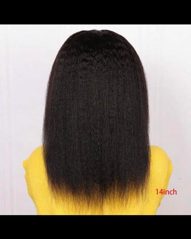 Perruque cheveux Humain Kinky Staight lace transparente 13*4 densité 200%