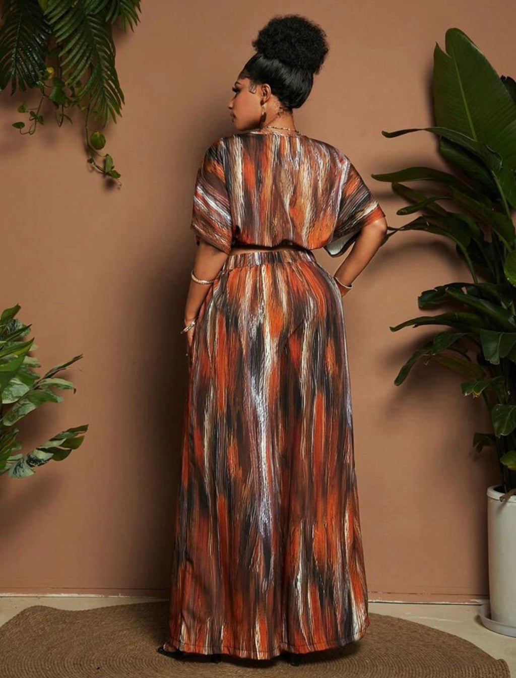 Ensemble Palazzo "Aura Terreuse" – Imprimé Abstrait & Coupe Fluides