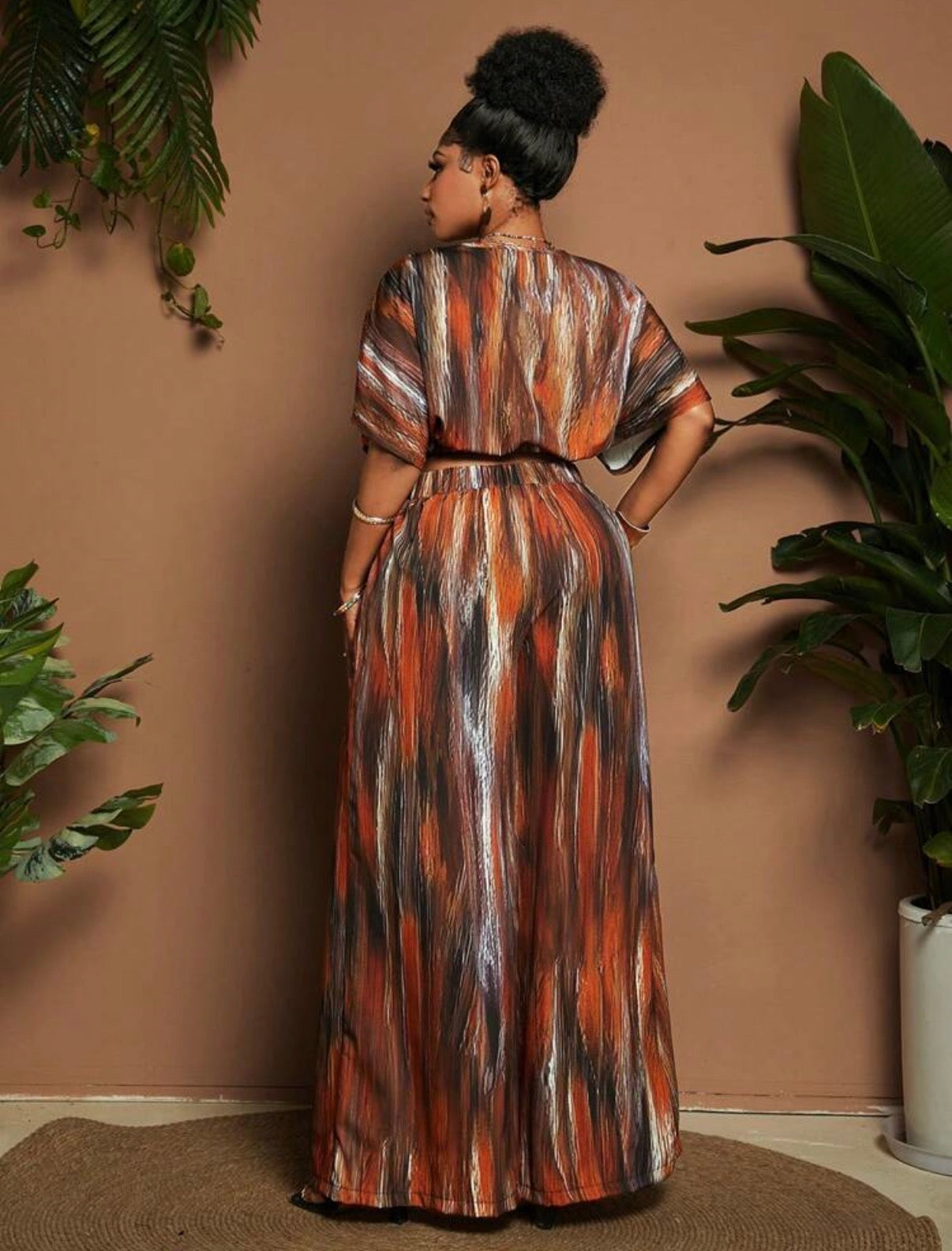 Ensemble Palazzo "Aura Terreuse" – Imprimé Abstrait & Coupe Fluides