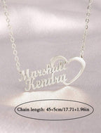 1pc Collier Acier Inoxydable Personnalisé Double Nom avec cœur