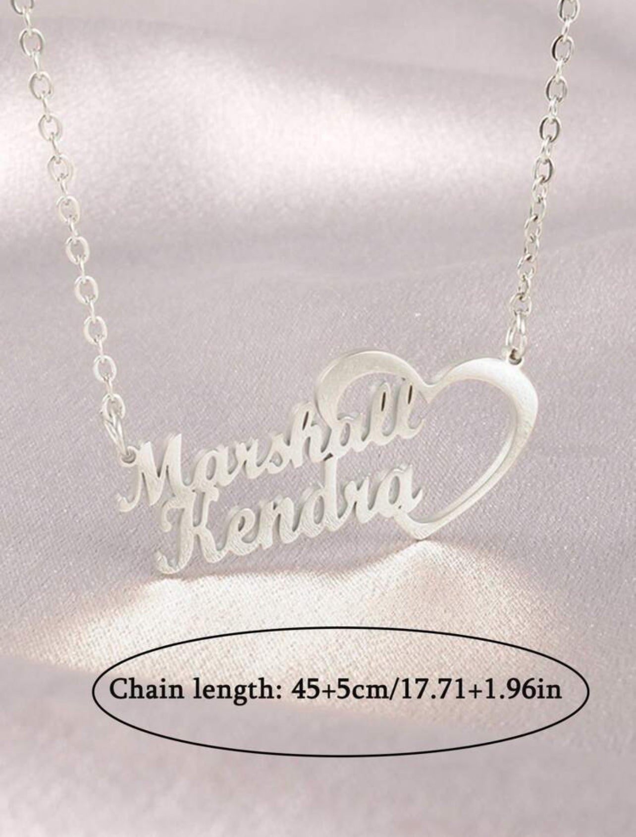 1pc Collier Acier Inoxydable Personnalisé Double Nom avec cœur