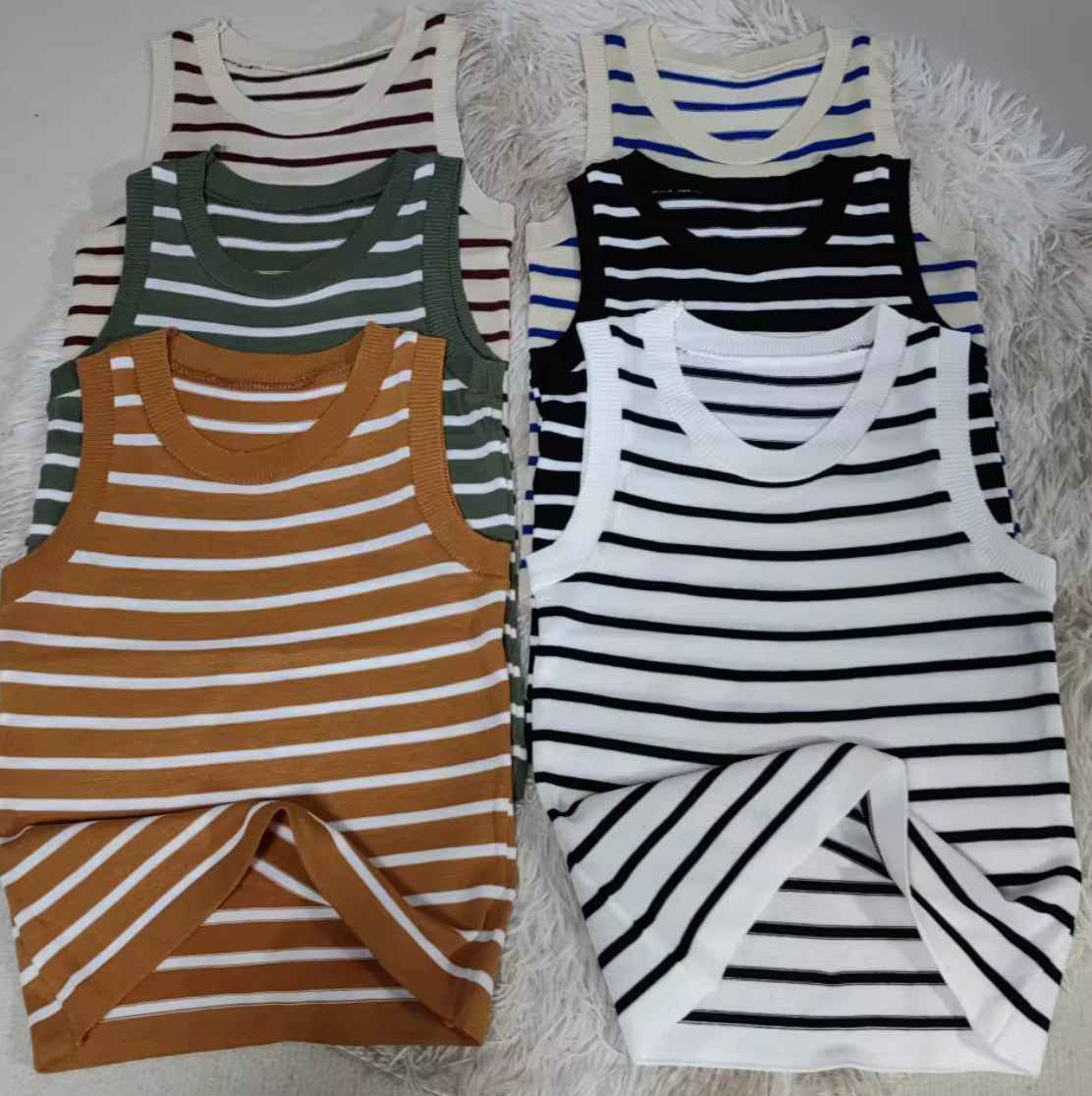 Débardeur côtelé rayé