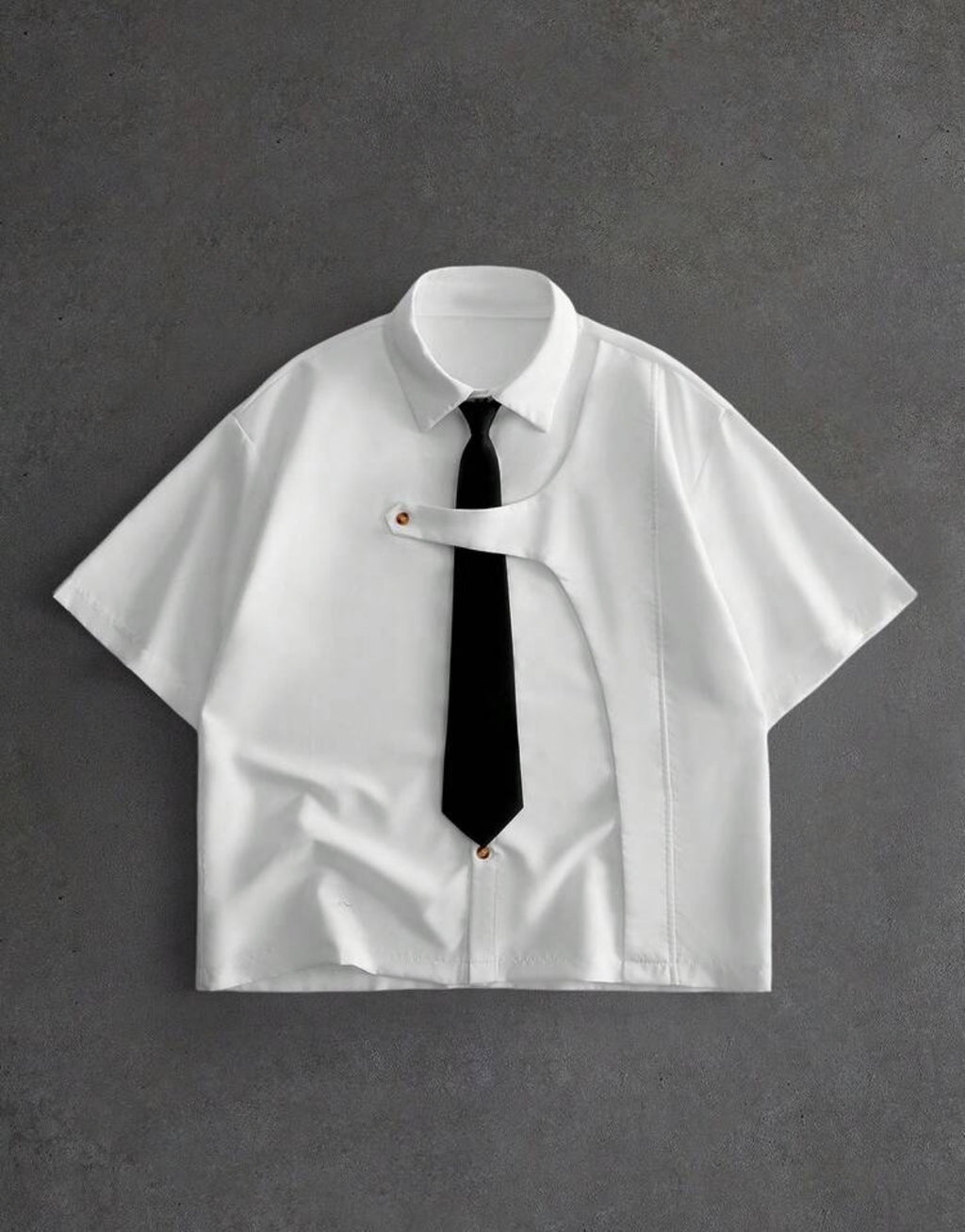 Chemise blanche à manches courtes avec cravate – Style Coréen