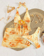 Ensemble Maillot de Bain 3 Pièces Floral & Voile de Plage