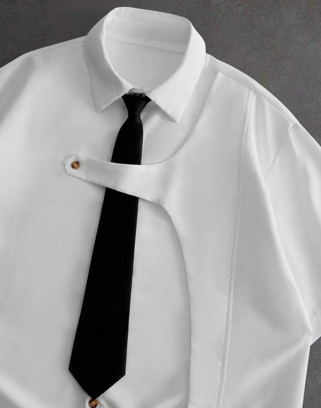Chemise blanche à manches courtes avec cravate – Style Coréen