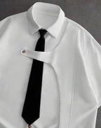 Chemise blanche à manches courtes avec cravate – Style Coréen