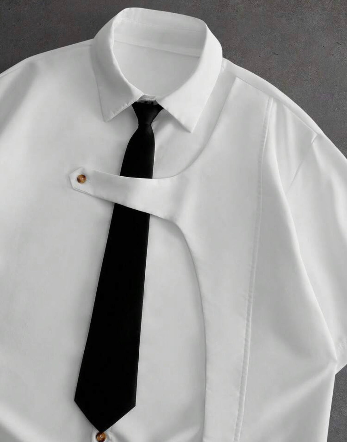 Chemise blanche à manches courtes avec cravate – Style Coréen