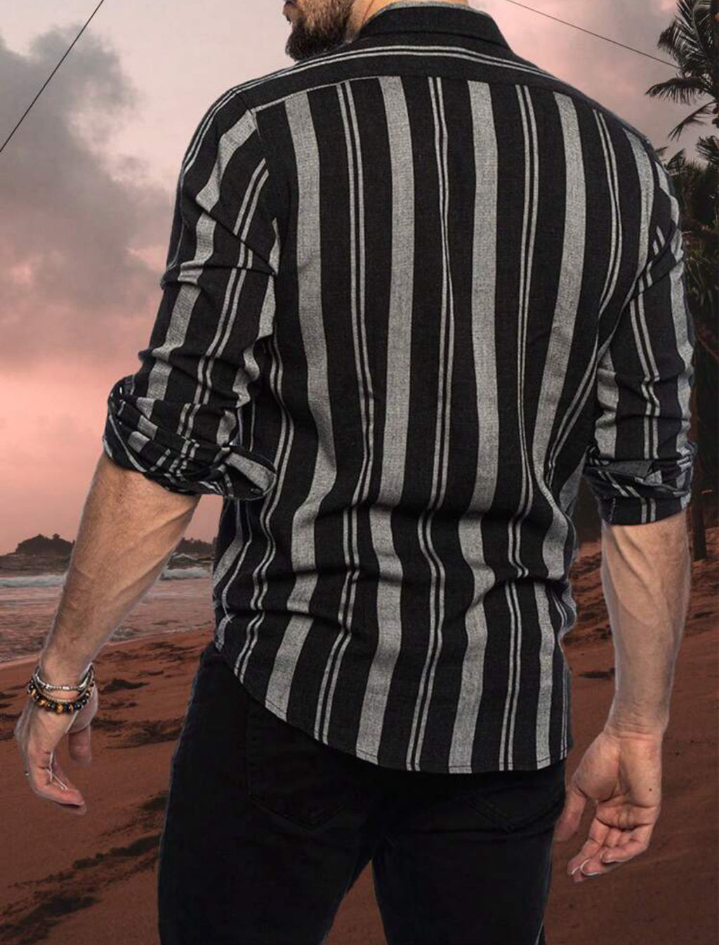 Chemise Homme Rayée à Manches Longues