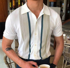 Polo Homme Rétro Chic – Maille Légère à Rayures Verticales