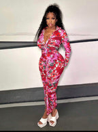 Robe Moulante Froncée À Imprimé Fleuri