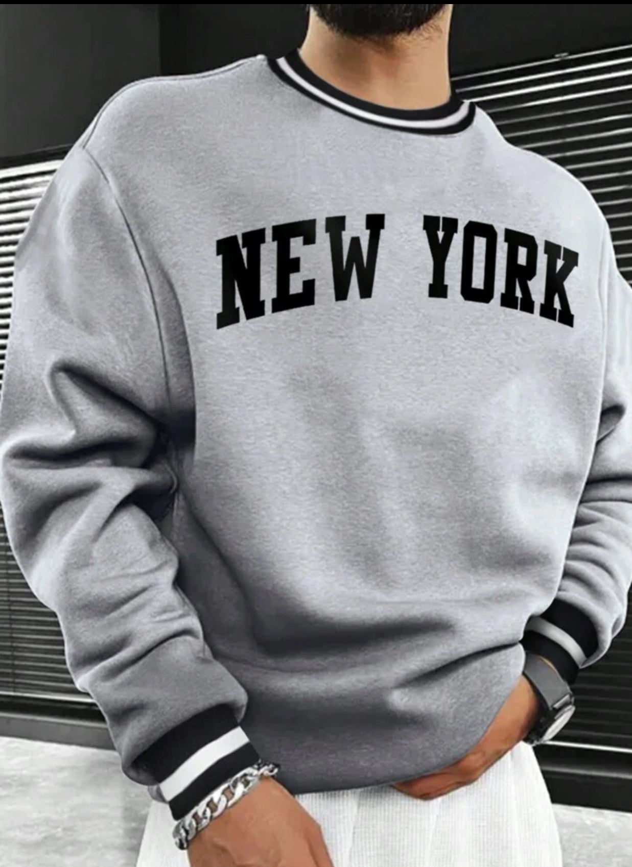 Sweat-shirt À Lettres À Ourlet À Rayures