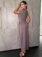 Ensemble De 2 Pièces Taille Très Ajusté Et Hautement Élastique Avec Fente Haute