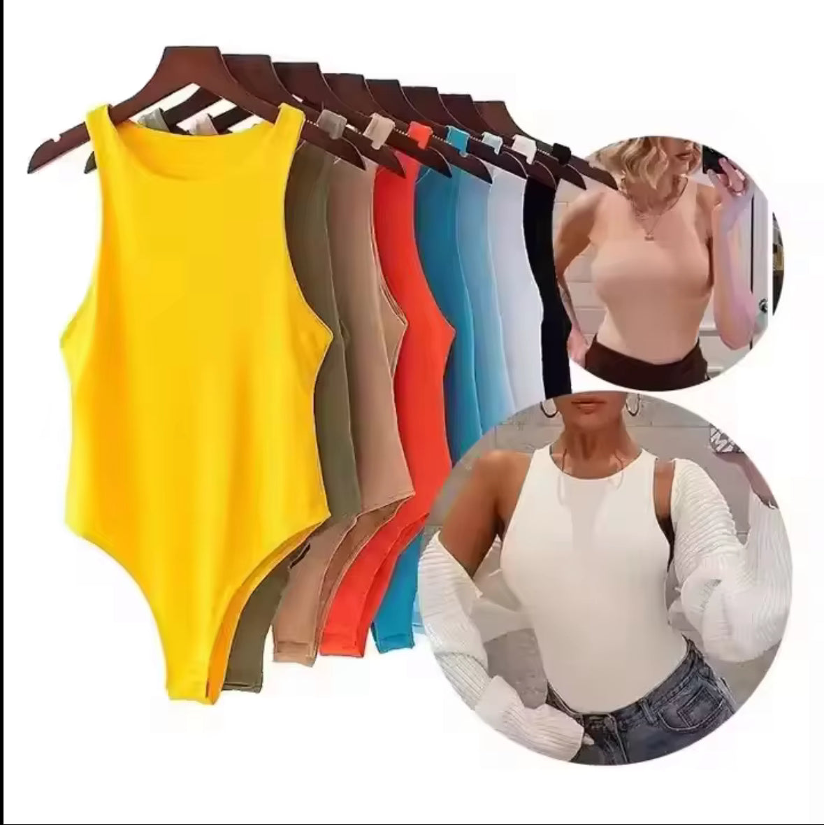 Body femme sans manches col rond – Basique chic multicolore