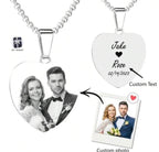 collier photo et texte personnalisé en acier inoxydable