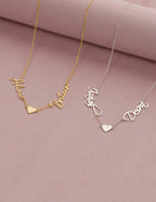 Personalized double name necklace with a heart in the middle