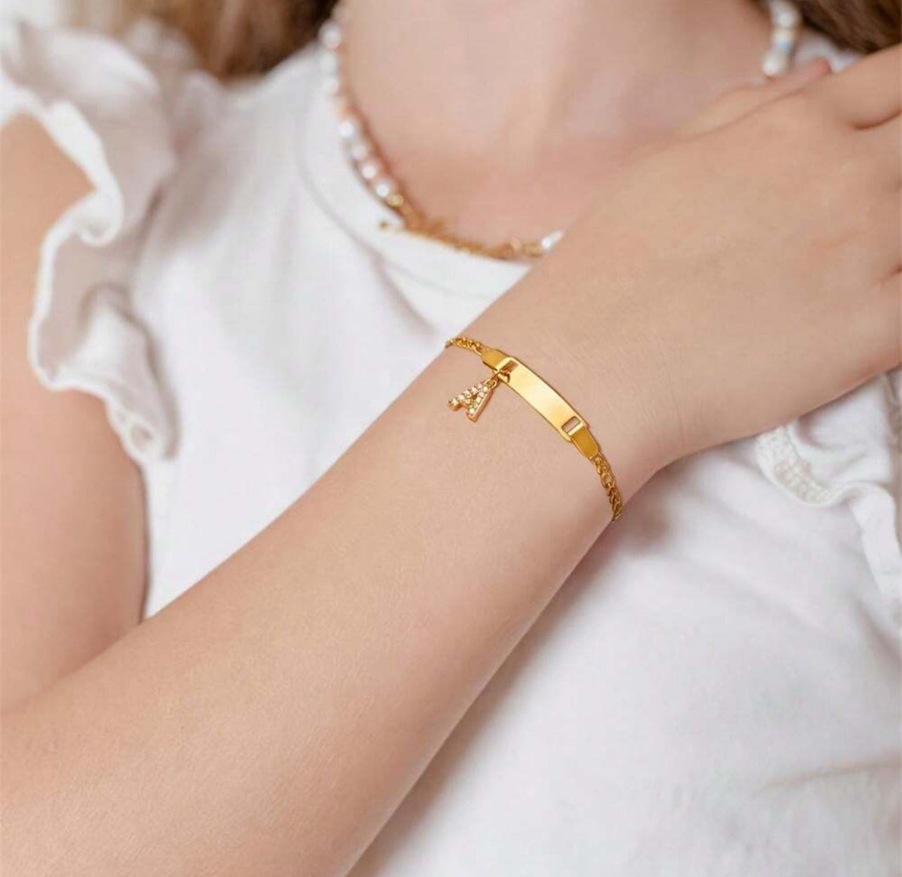 Bracelet personnalisé pour enfants - Gravé avec initiales et breloque brillante