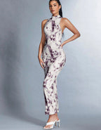 Robe Sans Manches À Col Montant Et Imprimé Léopard