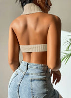 Top court en tricot dos-nu ras-du-cou