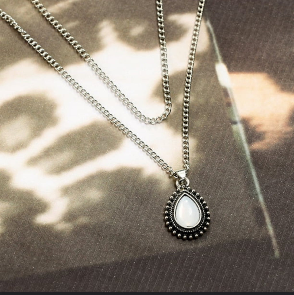 Collier Double Boho avec Perles et Cristaux