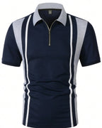 Polo Homme à Fermeture Éclair - T-shirt Décontracté avec Rayures Latérales