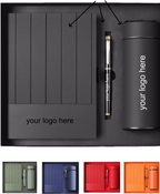 Coffret Cadeau de Luxe Personnalisé – Carnet A5, Stylo & Thermos