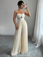 Combinaison Pantalon Plissé Écru Bustier Clara