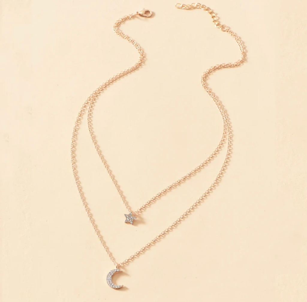 Collier 2-en-1 Étoile et Lune