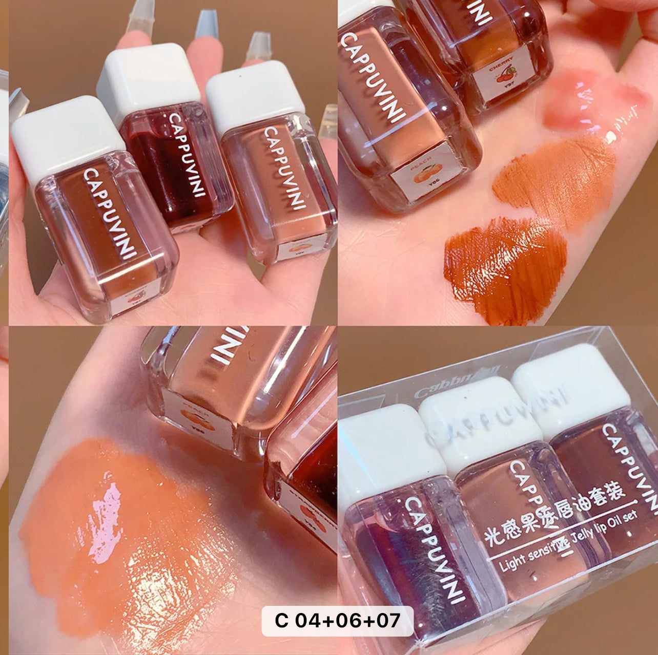 Trio Tentation: Ensemble d’Huiles à Lèvres Hydratantes aux Teintes Fruitées