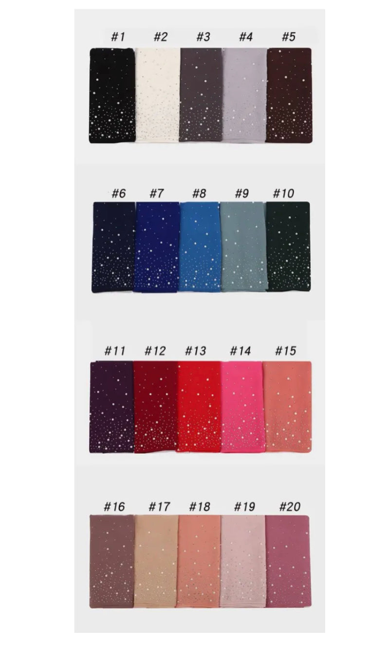 Silk Chiffon Hijab with pearls