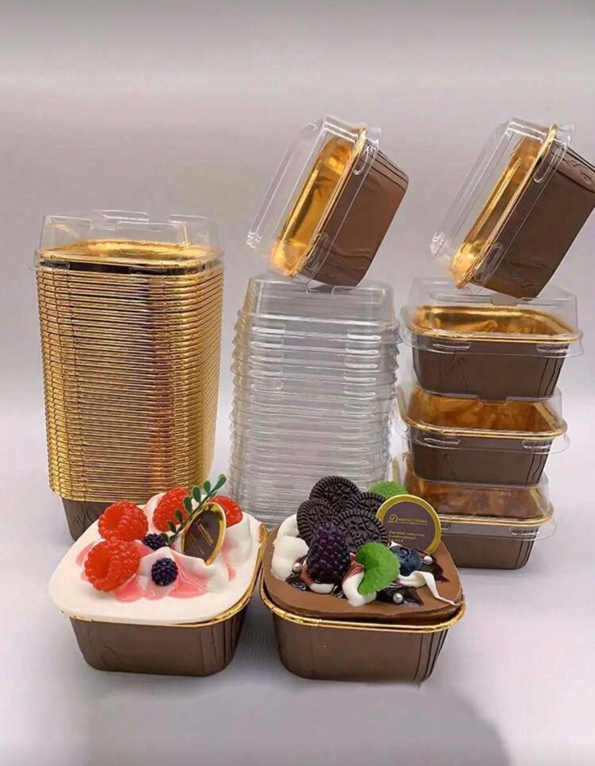 Lot de 50 Mini Moules de Cuisson en Aluminium – Ramequins Carrés pour Desserts et Cupcakes