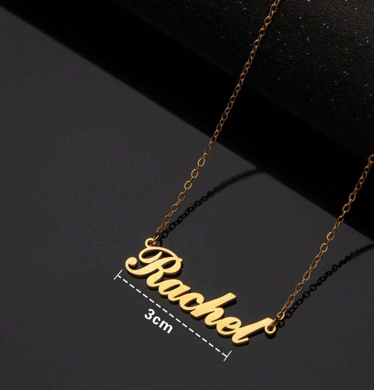Collier en acier inoxydable avec nom personnalisé, police de l'alphabet anglais