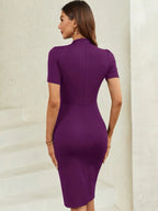 Robe Classique Moulante À Col Montant Unicolore