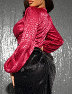 Robe longue à ourlet fendu à imprimé léopard Colorblock