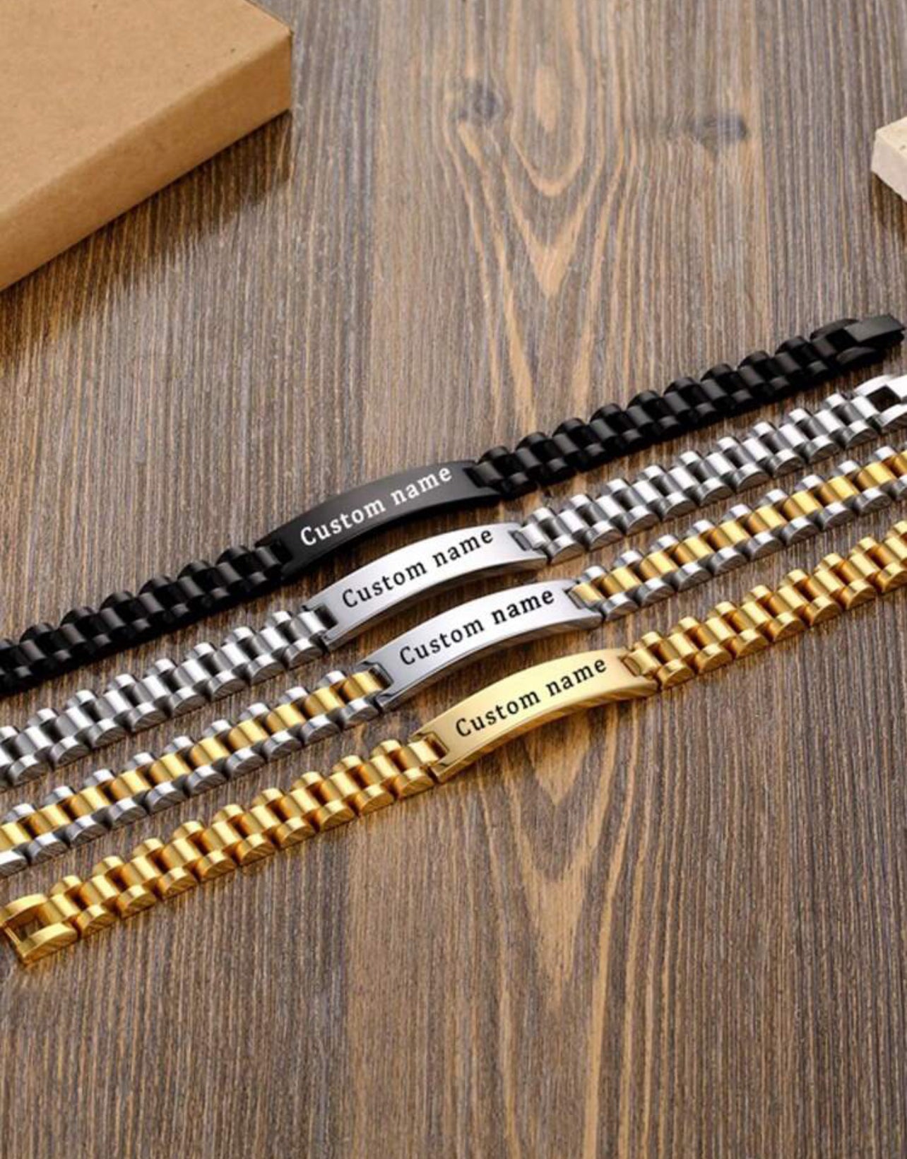 Bracelet En Acier Inoxydable Pour Hommes - Gravure Au Laser