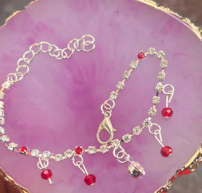 Bracelet Étincelles Rubis et Cristal