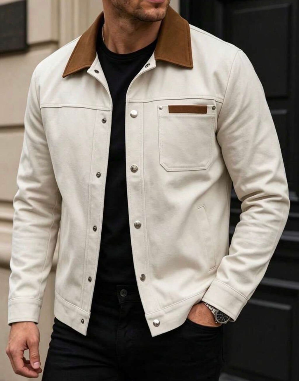 Veste Homme Élégante Bicolore – Style Casual Chic