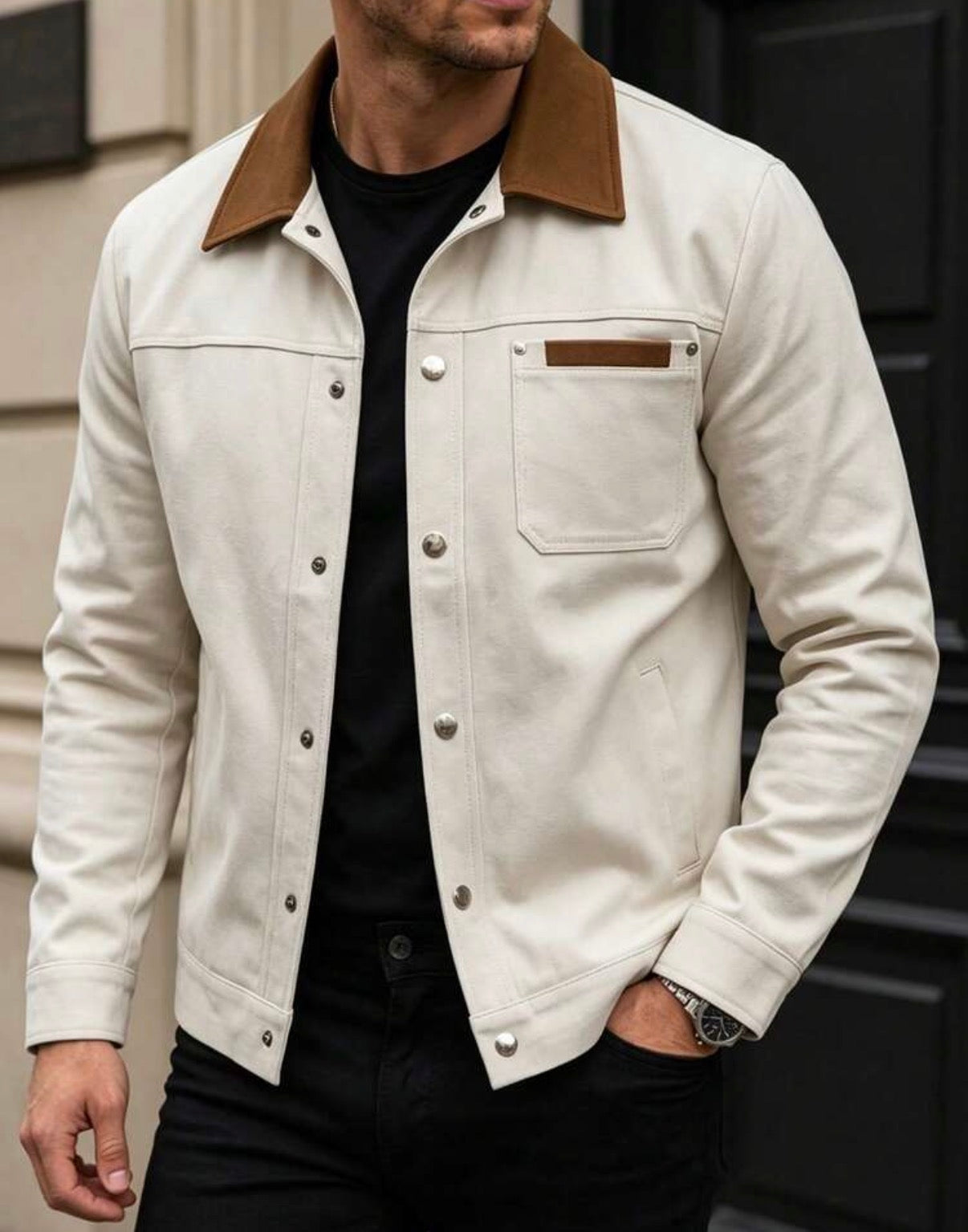 Veste Homme Élégante Bicolore – Style Casual Chic