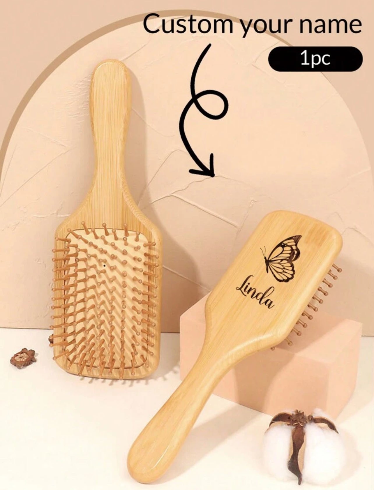 1pc Peignes en bambou avec gravure