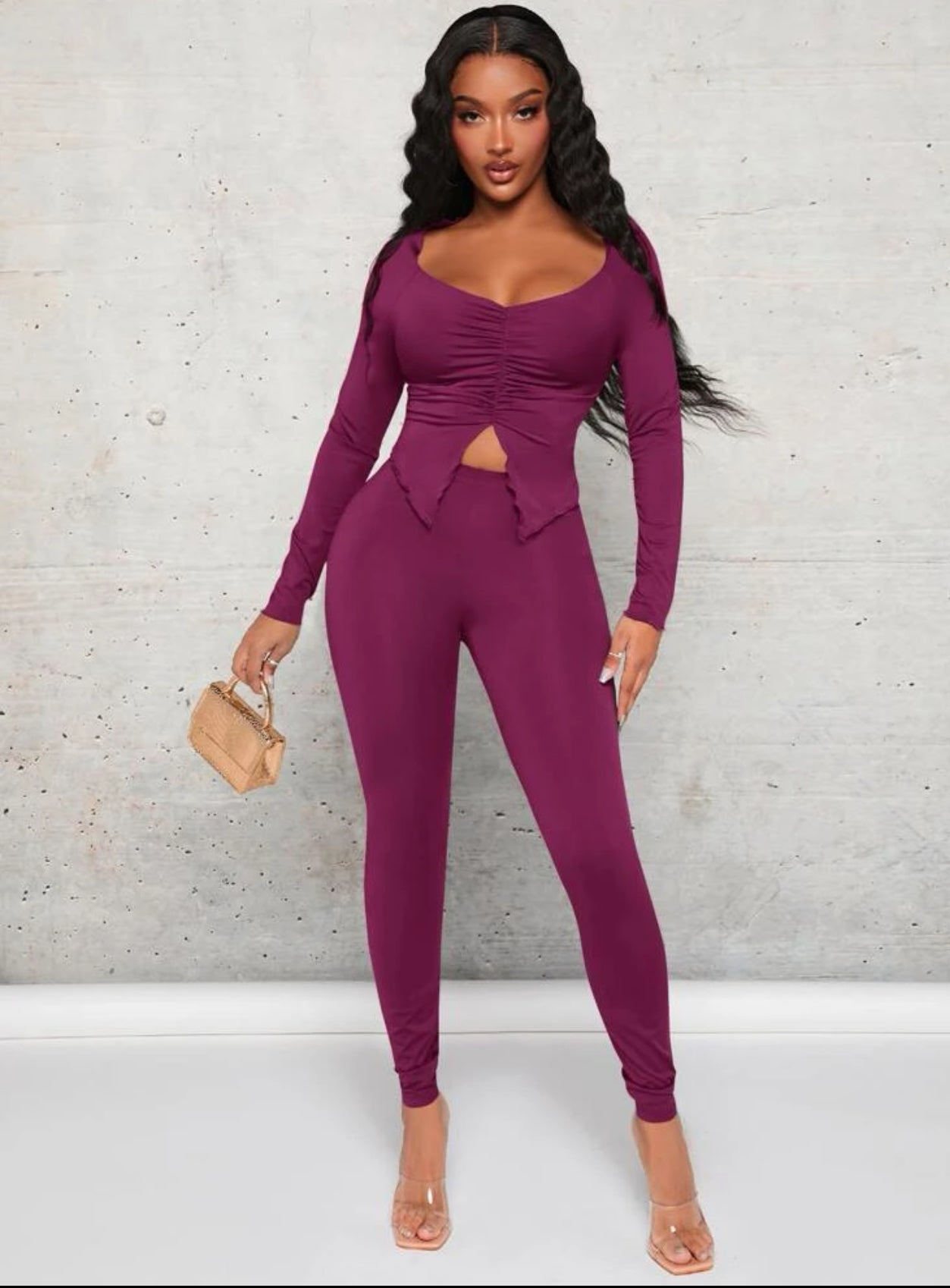 Ensemble Legging & Top à encolure de cœur fendu