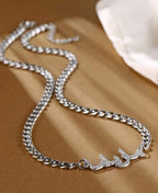 Collier personnalisé avec nom arabe, chaîne de 5mm, pendentif avec plaque signalétique en acier inoxydable