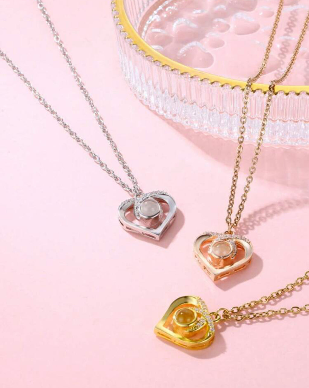 Personalized Heart Necklace with Photo Projection