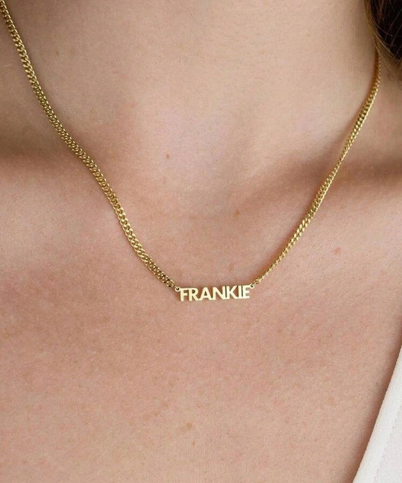 Collier personnalisé en acier inoxydable plaqué or 18 carats