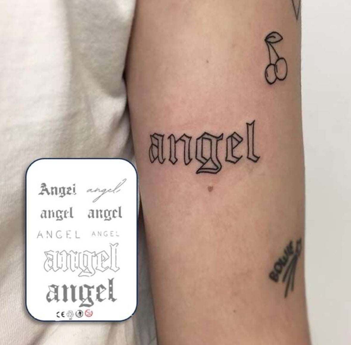 Tatouage Temporaire “Angel” en Typographie Variée
