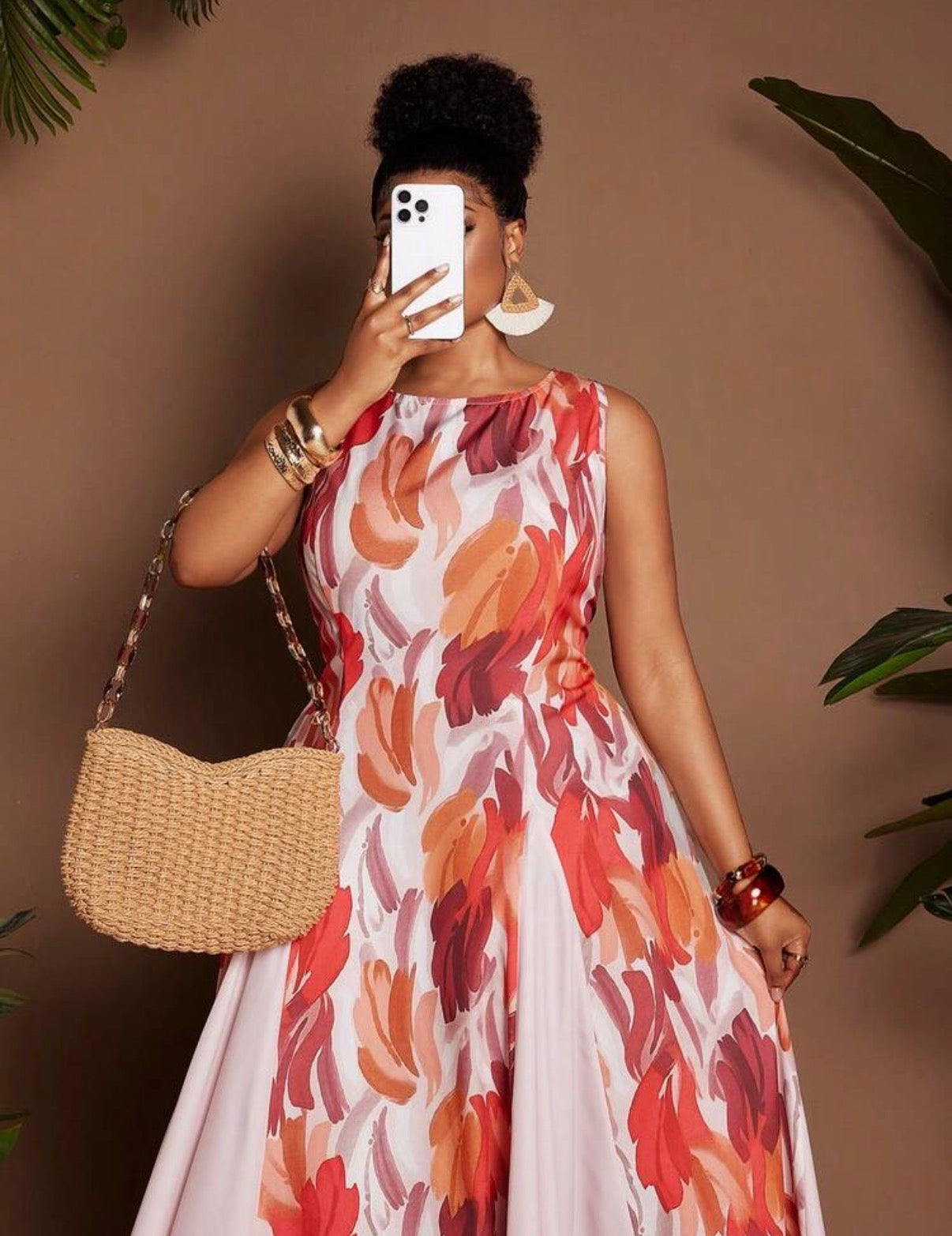 Robe Maxi "Aurore Florale" – Imprimé Abstrait & Coupe Évasée