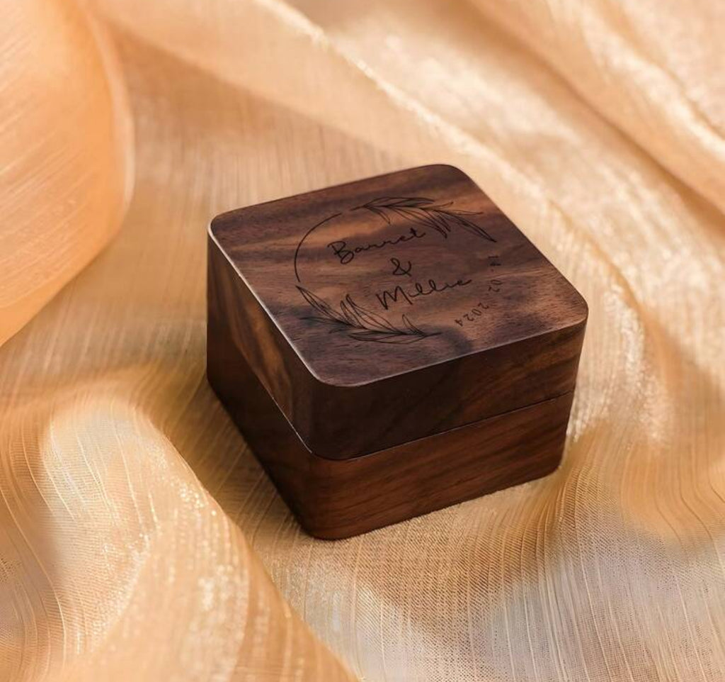 Boîte à Bague en Bois Personnalisée
